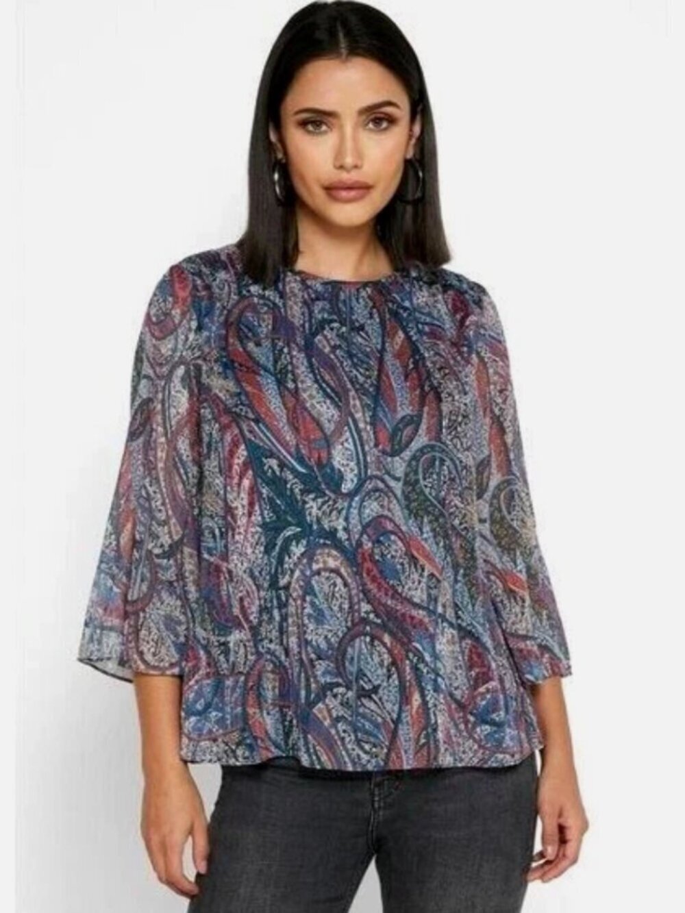 Ted Baker London Women's Beaatha Pleated Lined Paisley Print Top Sz 6/8